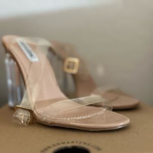 Heels (Tan and Clear) Good Condition, Slightly Used.